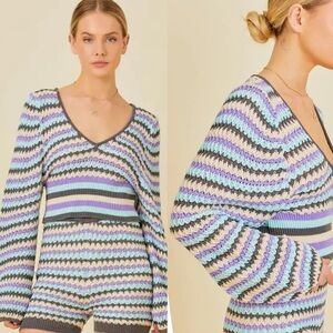 ZARA Colorful cropped Striped Knit Sweater size small - ONLY TOP